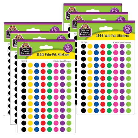 TEACHER CREATED RESOURCES Mini Colorful Circles Valu-Pak Stickers, 1144 Per Pack, PK6 4743